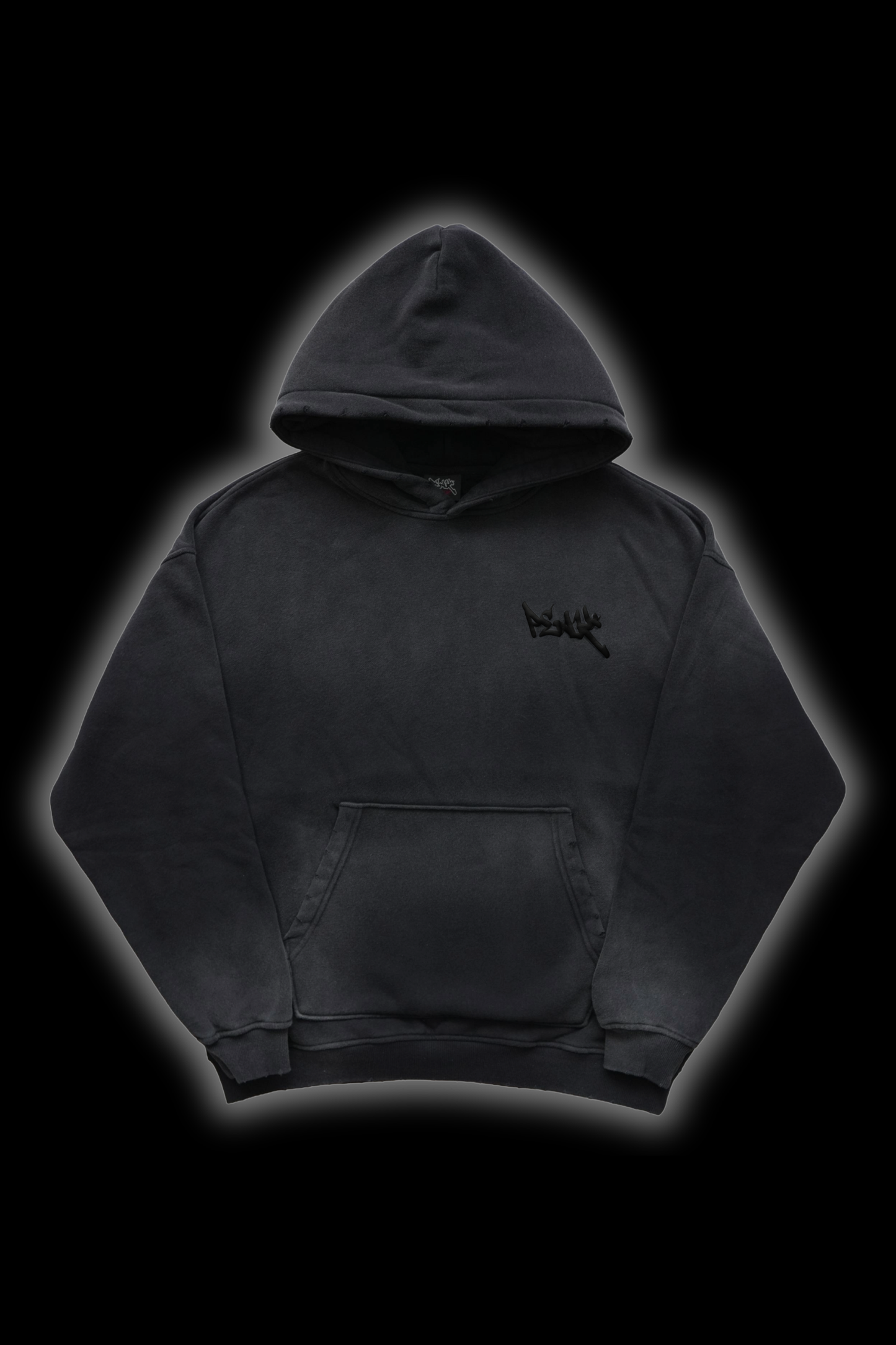 Peak Puff Washed Hoodie - Black